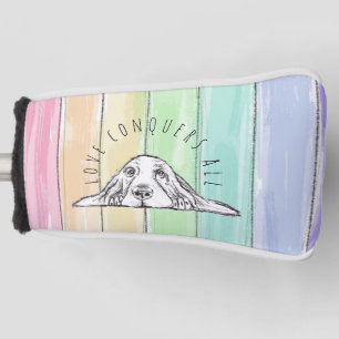 love conquers all dog rainbow basset hound golf head cover
