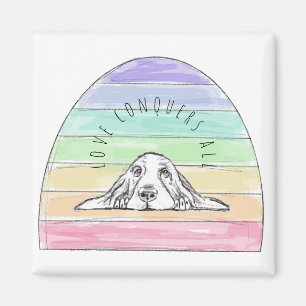 love conquers all dog rainbow basset hound magnet