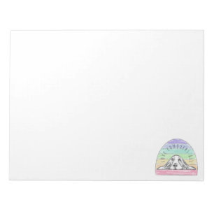 love conquers all dog rainbow basset hound notepad