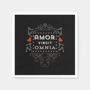 Love Conquers All - Latin Vintage Typography Napkin