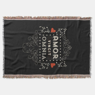 Love Conquers All - Latin Vintage Typography Throw Blanket