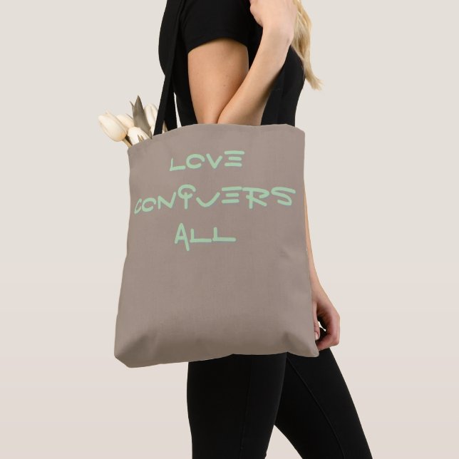 Love conquers all tote bag (Close Up)
