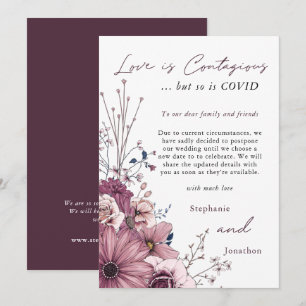 Love Contagious Wedding COVID Postpone PInk Floral Save The Date