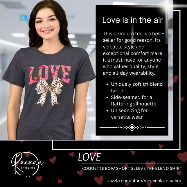 Love Coquette Bow Short Sleeve Tri-Blend Shirt (Creator Uploaded)