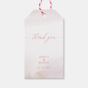 Love   Coral Pink Heart & Watercolor Wedding Favou Gift Tags