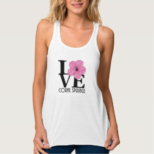 LOVE Coral Springs Pink Hibiscus Tank Top
