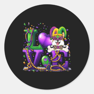 Love Corgi Dog Carnival Mask Dog Lover Women Men M Classic Round Sticker