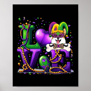 Love Corgi Dog Carnival Mask Dog Lover Women Men M Poster
