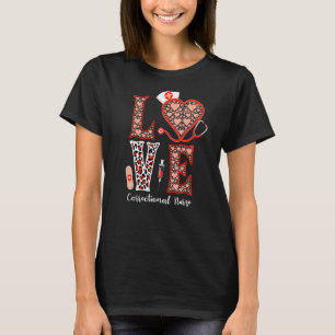 Love Correctional Nurse Stethoscope Heart Leopard  T-Shirt