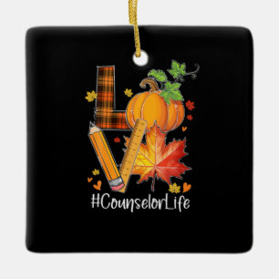 LOVE Counsellor Life Fall Leaves Autumn Season Pum Ceramic Ornament