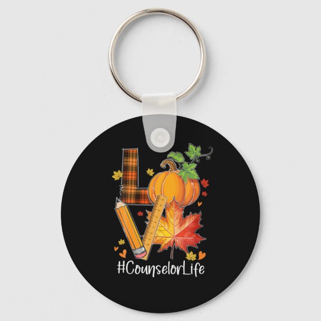 LOVE Counsellor Life Fall Leaves Autumn Season Pum Key Ring (Front)