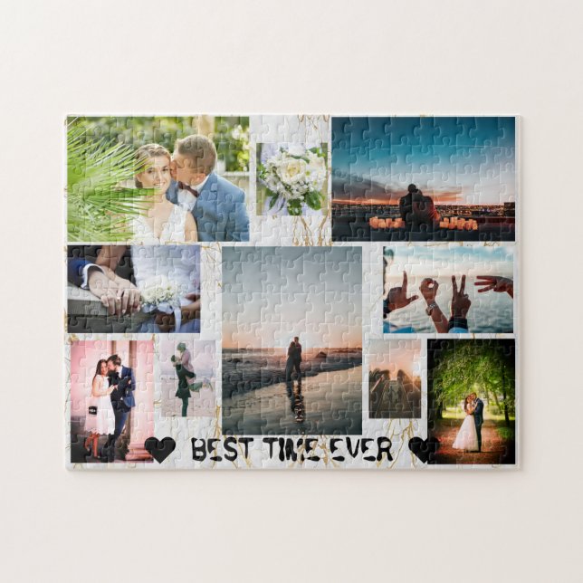 Love Couple BEST TIME EVER Personalised Collage Jigsaw Puzzle (Horizontal)
