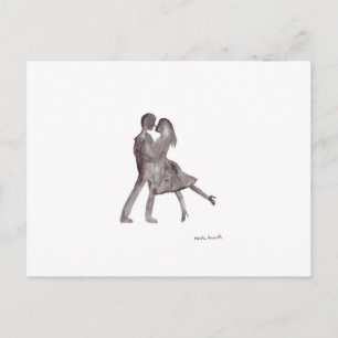 Love couple dancers postcard