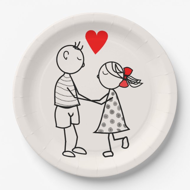 Love Couple Paper Plates - Customisable (Front)