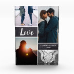 Love couple Photo Collage Block<br><div class="desc">Customise this photo block with up to four of your favourite shots together. Personalise with your names and special date. Elegant and trendy a perfect gift for wedding anniversaries.</div>