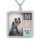 Love Couple Photo & Initials Monogram Necklace