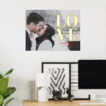 Love Couple Photo Wedding Anniversary Date  Foil Prints<br><div class="desc">Love Couple Photo Wedding Anniversary Date Foil Prints</div>