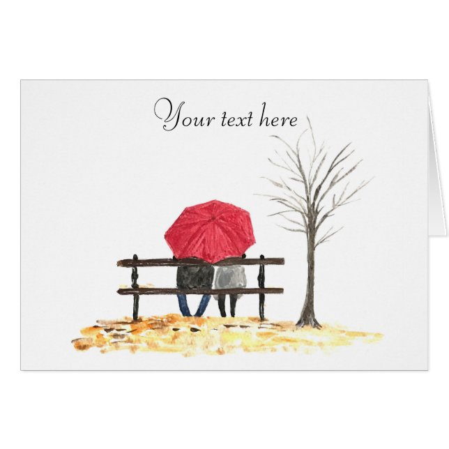 Love couple Red Umbrella Wedding Anniversary (Front Horizontal)
