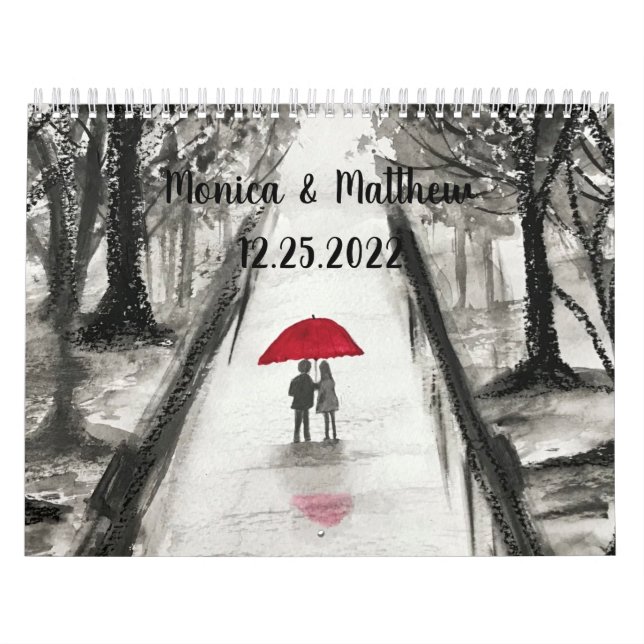Love couple Wedding Anniversary Cute Date Name Calendar (Cover)