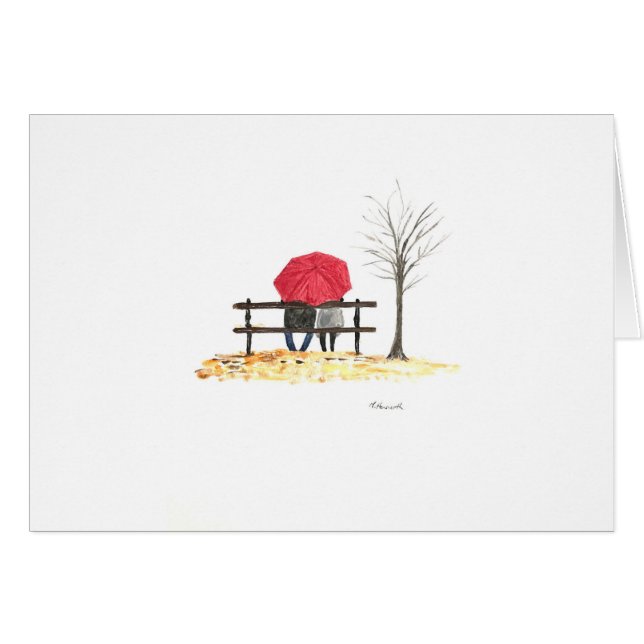 Love couple with red umbrella (Front Horizontal)