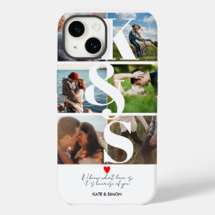 Love Couples Photo Collage Personalised Monogram Case-Mate iPhone 14 Case