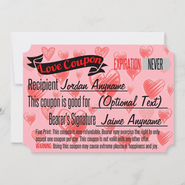 Love Coupon for BLANK Invitation (Front)