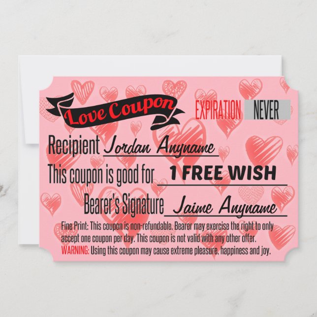 Love Coupon for FREE WISH (Front)