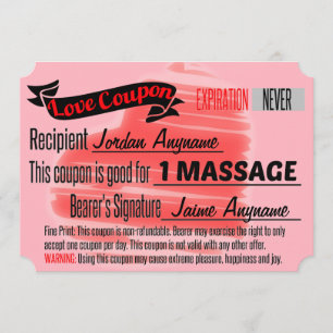 Love Coupon for MASSAGE Invitation