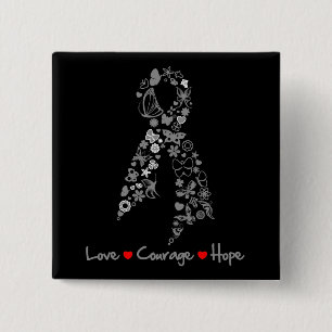 Love Courage Hope Butterfly - Brain Cancer 15 Cm Square Badge