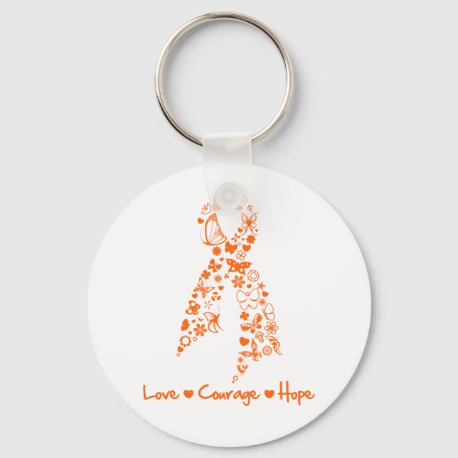 Love Courage Hope Butterfly - Leukaemia Key Ring (Front)