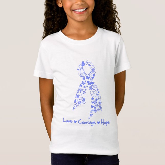 Love Courage Hope Butterfly - Oesophageal Cancer T-Shirt (Front)