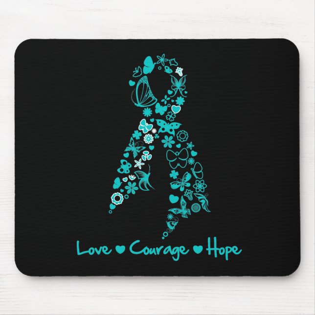 Love Courage Hope Butterfly - Ovarian Cancer Mouse Pad (Front)
