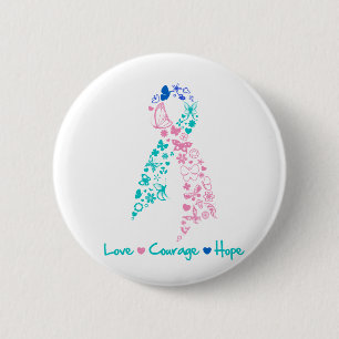 Love Courage Hope Butterfly -  Thyroid Cancer 6 Cm Round Badge