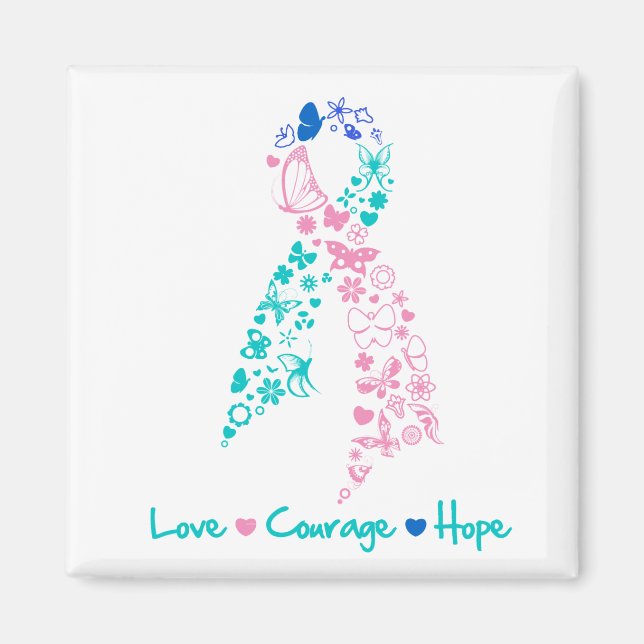 Love Courage Hope Butterfly -  Thyroid Cancer Magnet (Front)
