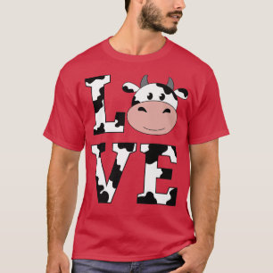 Love Cow Print Farm Animal Farmer Farming Cattle C T-Shirt