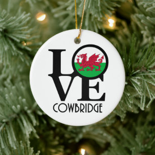 LOVE Cowbridge Wales Ceramic Tree Decoration
