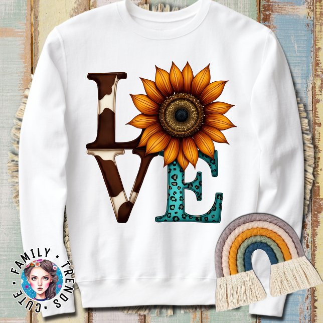LOVE Cowhide Sunflower Sweatshirt (Creator Uploaded)