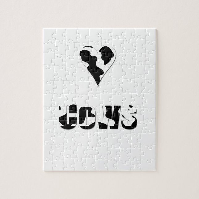 Love cows, heart in black and white cow print jigsaw puzzle (Vertical)