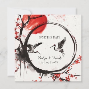 Love Cranes and Cherry Blossom Save the Date