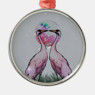 Love Cranes Metal Tree Decoration
