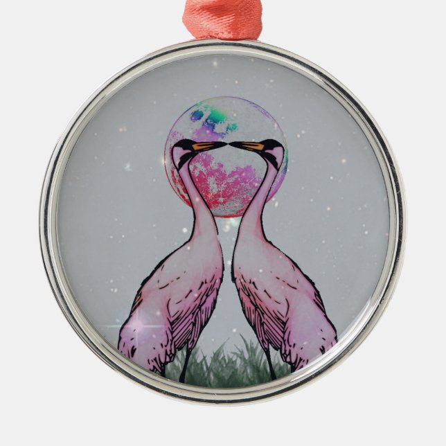 Love Cranes Metal Tree Decoration (Front)