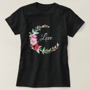 Love Crescent Roses and Leaves T-Shirt