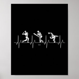 Love Cricket - Bowling Heartbeat Funny Cricket Poster