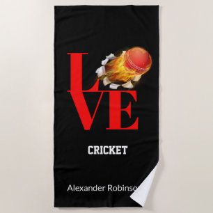 Love Cricket Personalised Sports   Beach Towel