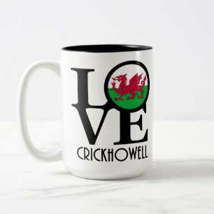 LOVE Crickhowell Wales 15oz Two-Tone Coffee Mug