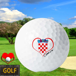 Love Croatia Golf Balls, Croatian flag, Heart Golf Balls