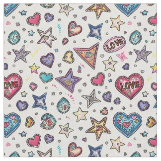 Love & Crystals | Crystal Hearts Seamless Pattern  Fabric