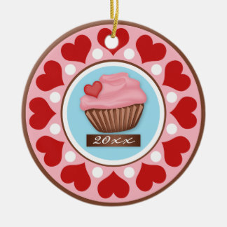 Love & Cupcake Ceramic Tree Ornament