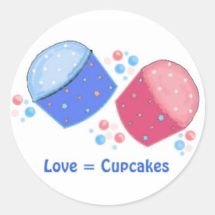 Love = Cupcakes Classic Round Sticker