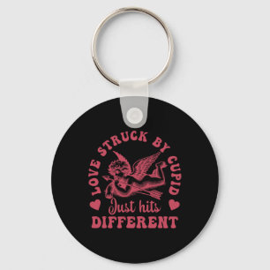 Love Cupid Struck By Just Hits Different Valentine Key Ring